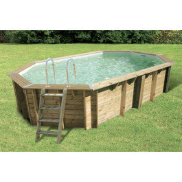  Piscine En Bois Octogonale Ubbink Sunwater 4,90 X 3,00 X 1,20 M - Liner Beige