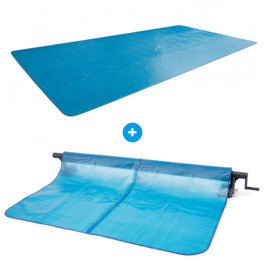  Pack Bâche à Bulles Pour Piscine Rectangulaire XTR 7,32 X 3,66 M + Enrouleur Intex