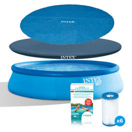  Pack Piscine Autoportée Intex Easy Set 3,96 X 0,84 M + Essentiels